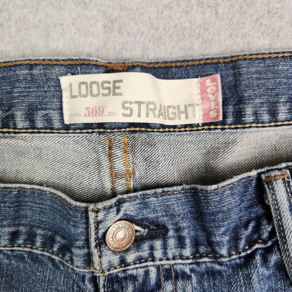 Levi's 569 Jeans Mens 36x32 Blue Denim Medium Wash Casual Loose Fit Straight Leg
